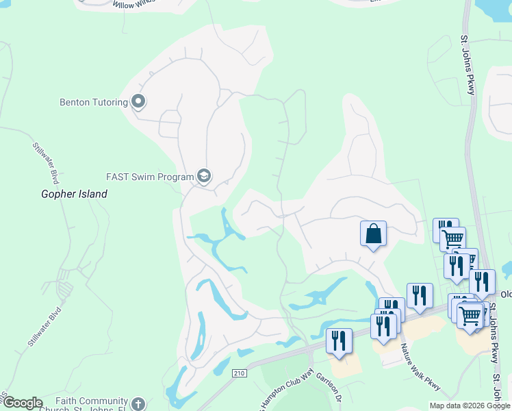 map of restaurants, bars, coffee shops, grocery stores, and more near 4644 Pecos Court in Jacksonville