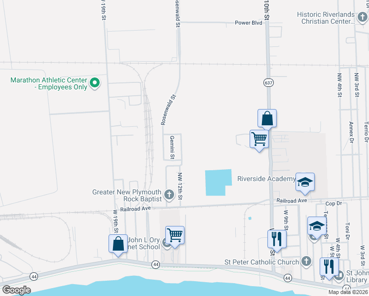 map of restaurants, bars, coffee shops, grocery stores, and more near 120 Star Terrace Drive in Reserve