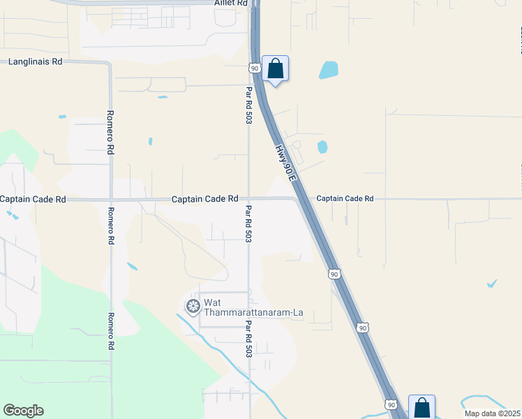 map of restaurants, bars, coffee shops, grocery stores, and more near 3405 Melancon Road in Broussard