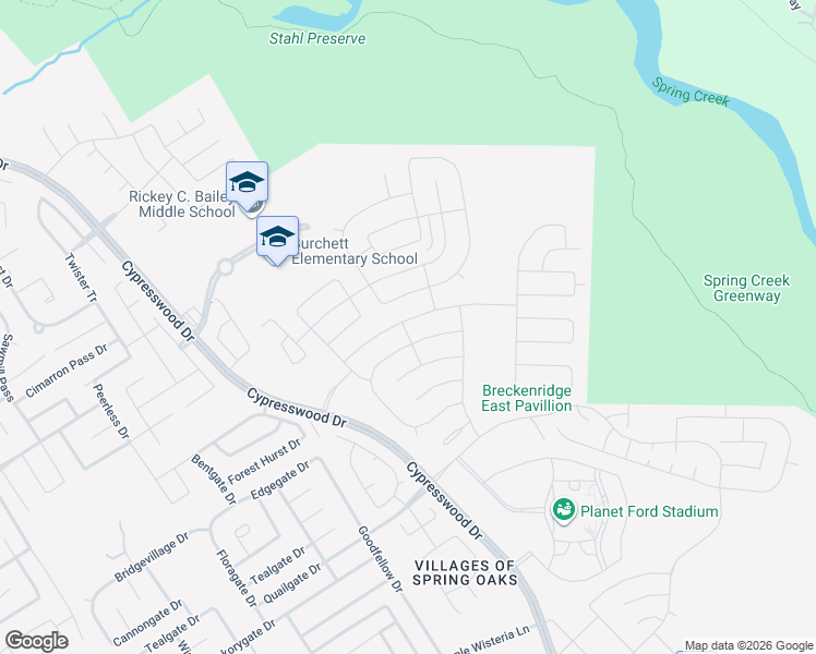 map of restaurants, bars, coffee shops, grocery stores, and more near 23372-23448 Cypresswood Drive in Spring
