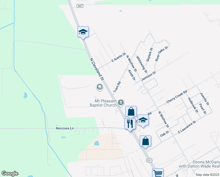 map of restaurants, bars, coffee shops, grocery stores, and more near 3098 North Cleveland Street in Dayton