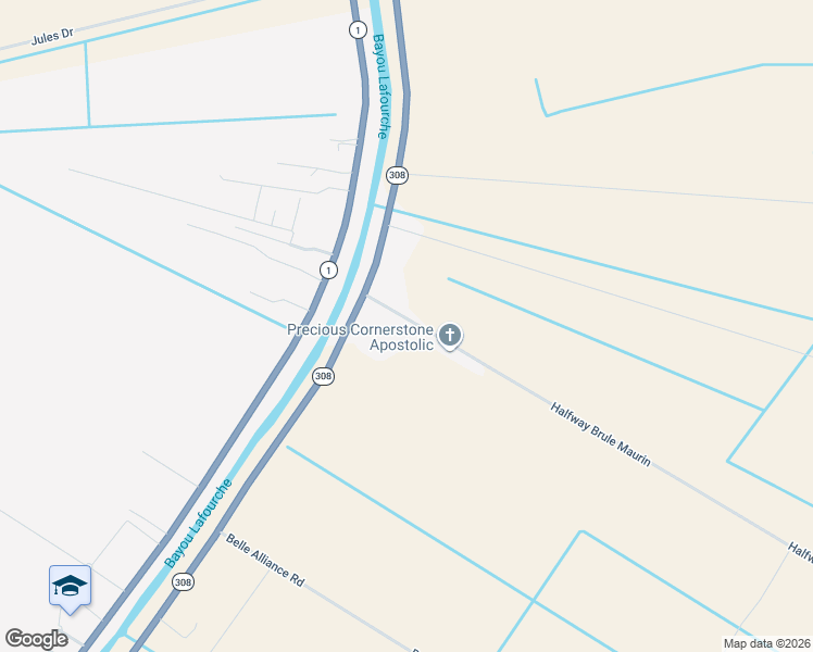 map of restaurants, bars, coffee shops, grocery stores, and more near Halfway Brule Maurin in Belle Rose