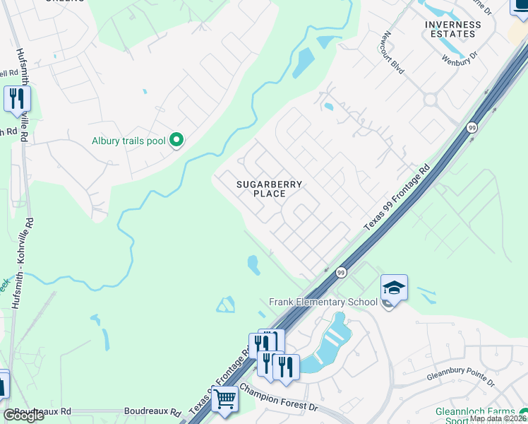 map of restaurants, bars, coffee shops, grocery stores, and more near 10211 Dandyline Way in Tomball