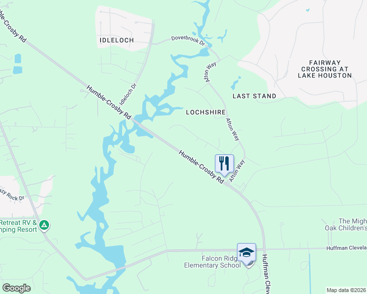 map of restaurants, bars, coffee shops, grocery stores, and more near 27210 Farm to Market 2100 in Huffman