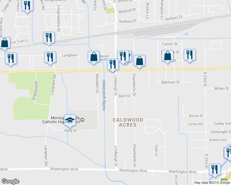 map of restaurants, bars, coffee shops, grocery stores, and more near 1070 Lindbergh Drive in Beaumont