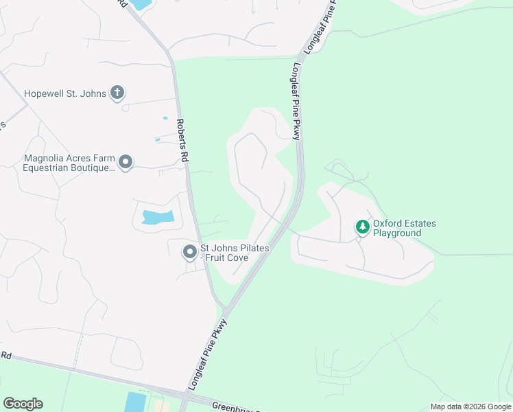 map of restaurants, bars, coffee shops, grocery stores, and more near 107 Oxford Estates Way in Saint Johns