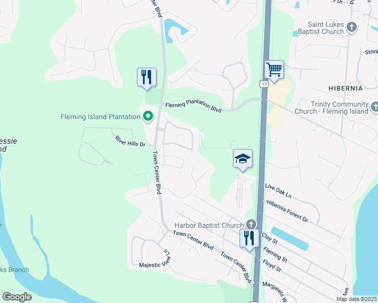 map of restaurants, bars, coffee shops, grocery stores, and more near 1630D Vineland Circle in Orange Park