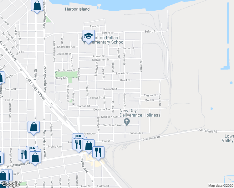 map of restaurants, bars, coffee shops, grocery stores, and more near 1150 Bradley Street in Beaumont