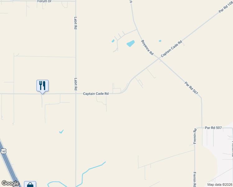 map of restaurants, bars, coffee shops, grocery stores, and more near 1252 Captain Cade Road in New Iberia