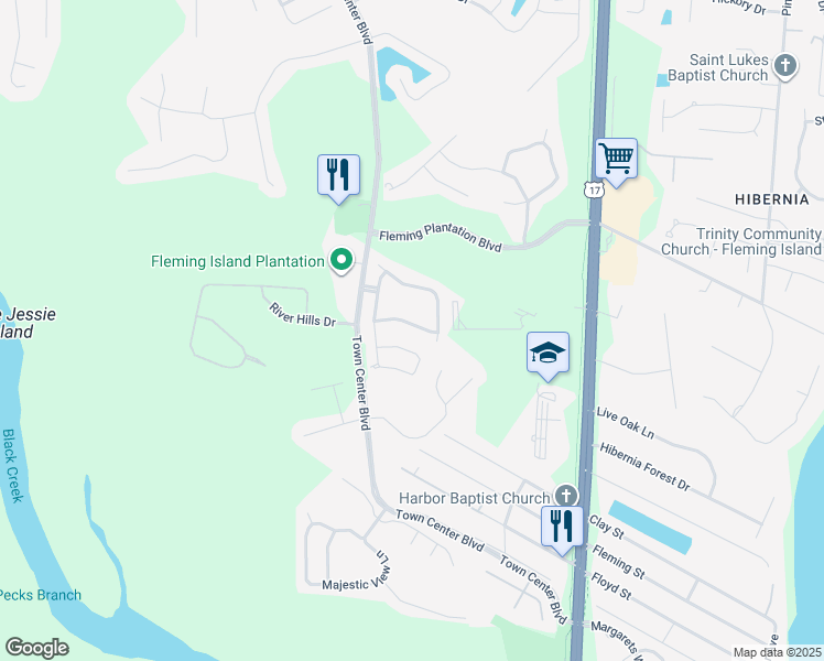 map of restaurants, bars, coffee shops, grocery stores, and more near 1635D Vineland Circle in Orange Park
