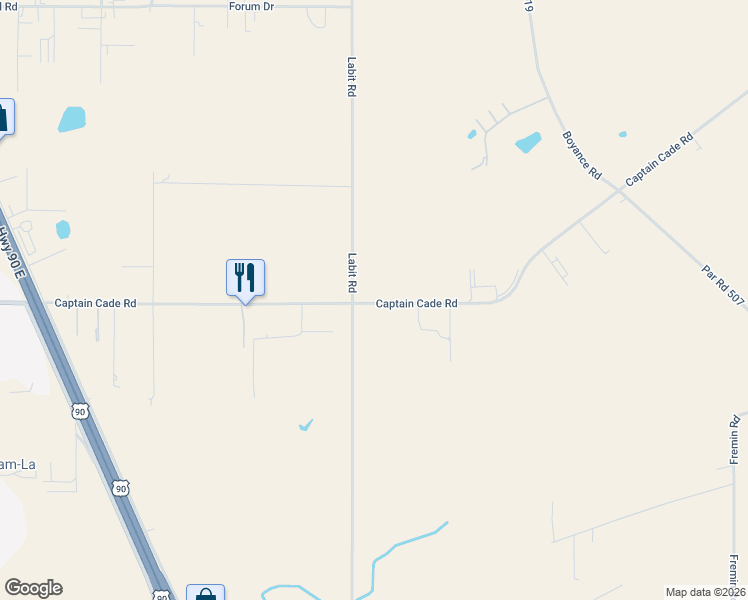 map of restaurants, bars, coffee shops, grocery stores, and more near 1252-1798 Captain Cade Road in New Iberia