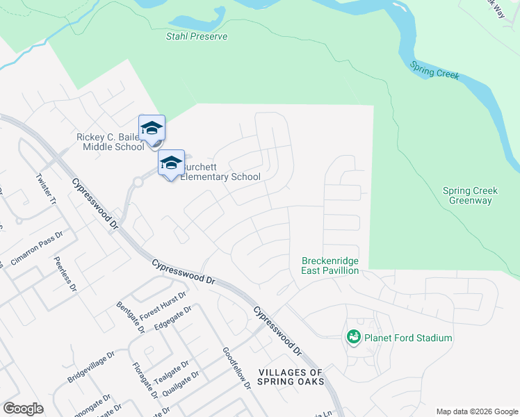 map of restaurants, bars, coffee shops, grocery stores, and more near 23372-23448 Cypresswood Drive in Spring