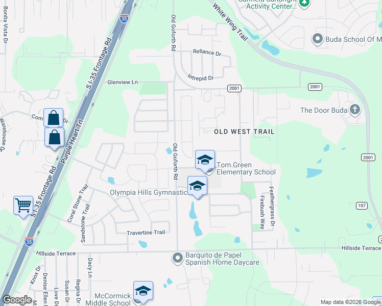 map of restaurants, bars, coffee shops, grocery stores, and more near 122 Saddle Blanket Trail in Buda