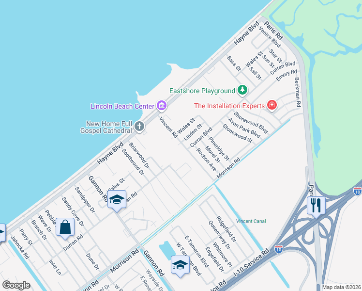 map of restaurants, bars, coffee shops, grocery stores, and more near 13848 Wales Street in New Orleans