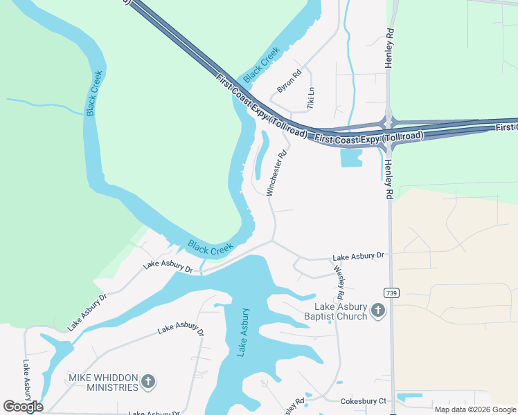 map of restaurants, bars, coffee shops, grocery stores, and more near 2178 Winchester Road in Green Cove Springs