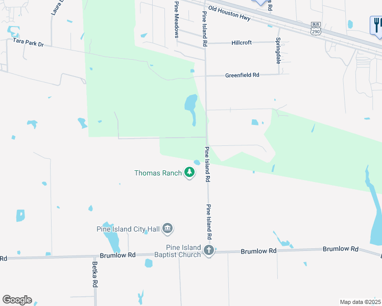 map of restaurants, bars, coffee shops, grocery stores, and more near 20577 Pine Island Road in Hempstead