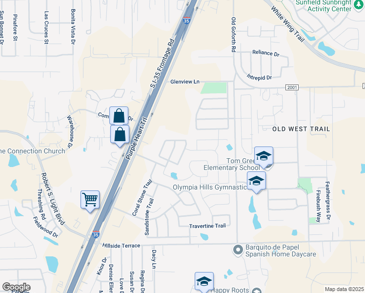 map of restaurants, bars, coffee shops, grocery stores, and more near 328 Shale Circle in Buda