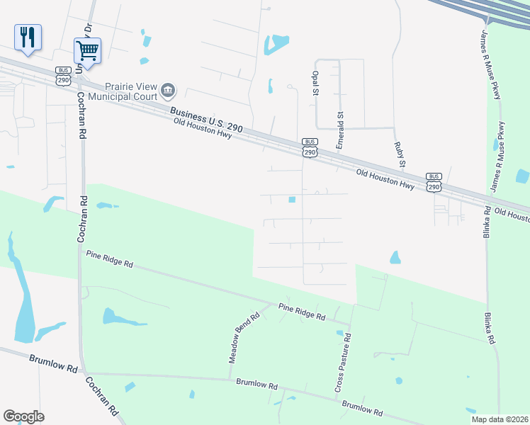 map of restaurants, bars, coffee shops, grocery stores, and more near 608 Sharon Street in Prairie View