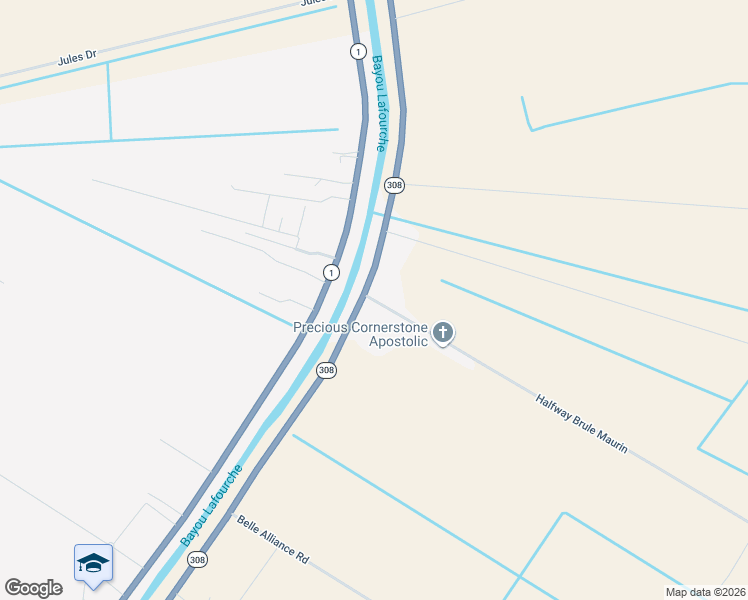 map of restaurants, bars, coffee shops, grocery stores, and more near Halfway Brule Maurin in Belle Rose