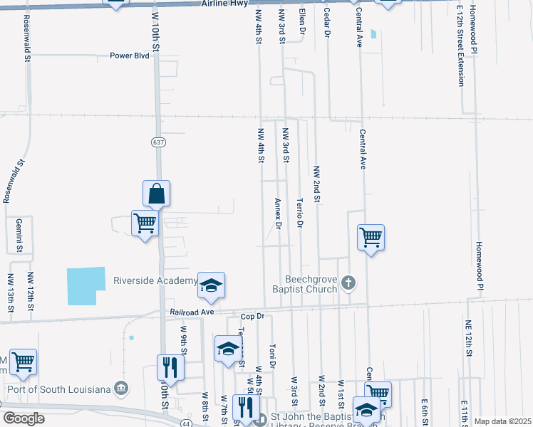 map of restaurants, bars, coffee shops, grocery stores, and more near 240 Northwest 4th Street in Reserve