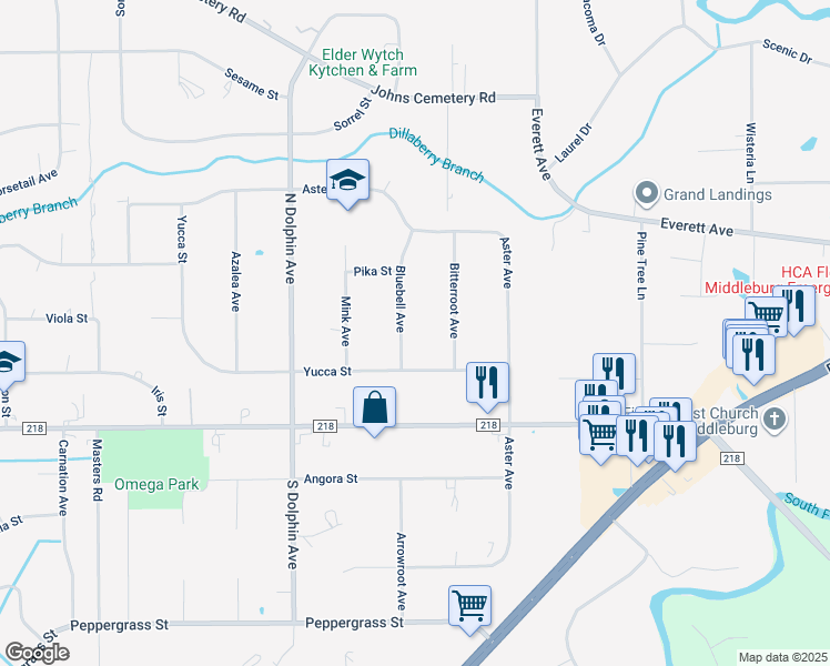 map of restaurants, bars, coffee shops, grocery stores, and more near 17 Bitterroot Avenue in Middleburg
