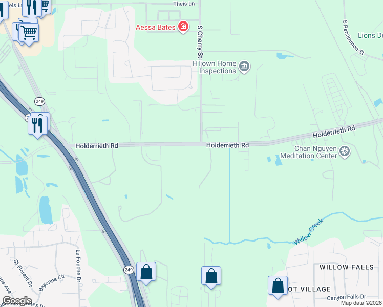 map of restaurants, bars, coffee shops, grocery stores, and more near 12617-12835 Holderrieth Road in Tomball