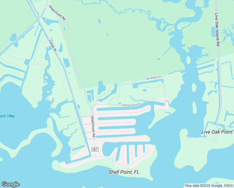 map of restaurants, bars, coffee shops, grocery stores, and more near 36 Sea Breeze Drive in Crawfordville