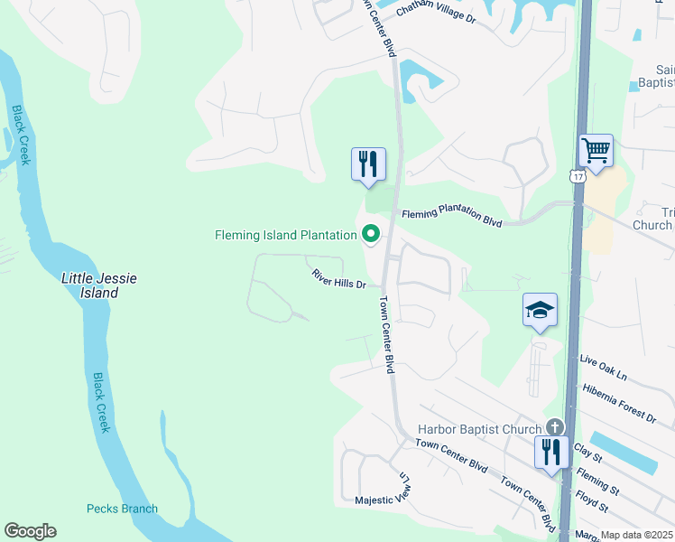 map of restaurants, bars, coffee shops, grocery stores, and more near 1811 Hickory Trace Drive in Orange Park