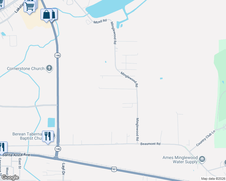 map of restaurants, bars, coffee shops, grocery stores, and more near 106 Glenn Street in Liberty