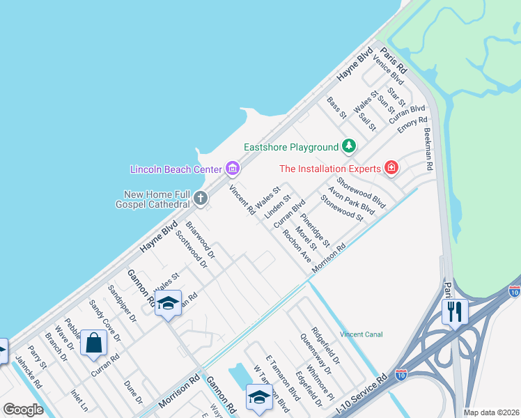 map of restaurants, bars, coffee shops, grocery stores, and more near 13848 Wales Street in New Orleans