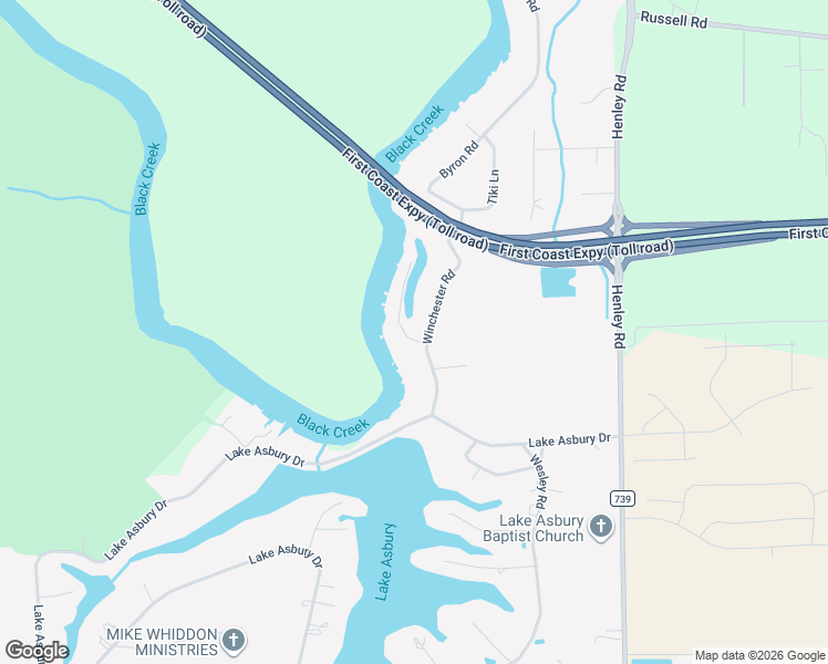 map of restaurants, bars, coffee shops, grocery stores, and more near 2178 Winchester Road in Green Cove Springs