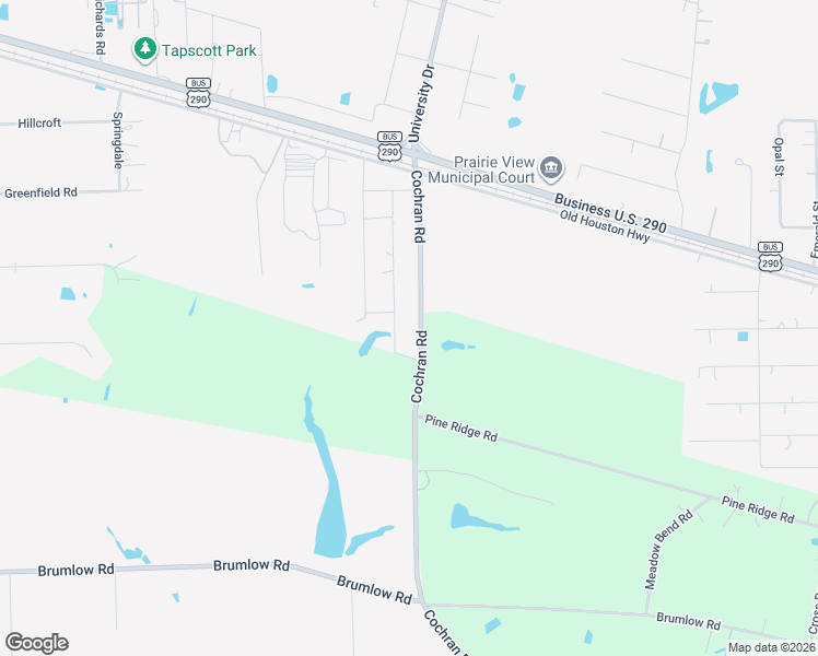 map of restaurants, bars, coffee shops, grocery stores, and more near 20599 Cochran Road in Prairie View