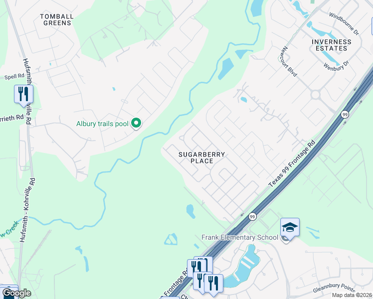 map of restaurants, bars, coffee shops, grocery stores, and more near 21426 Berry Ridge Lane in Tomball
