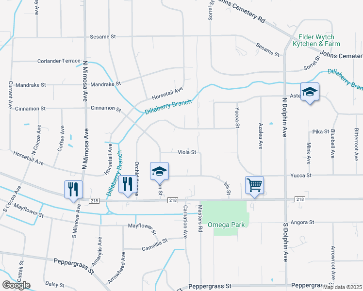 map of restaurants, bars, coffee shops, grocery stores, and more near 124 Orchid Avenue in Middleburg