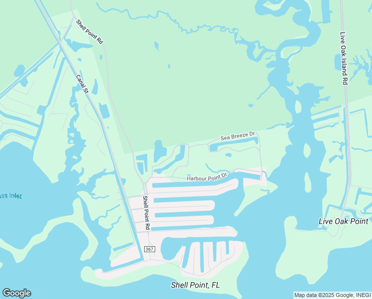 map of restaurants, bars, coffee shops, grocery stores, and more near 66 Sea Breeze Drive in Crawfordville
