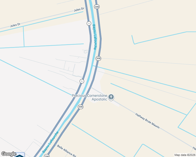 map of restaurants, bars, coffee shops, grocery stores, and more near 7474 Louisiana 308 in Donaldsonville