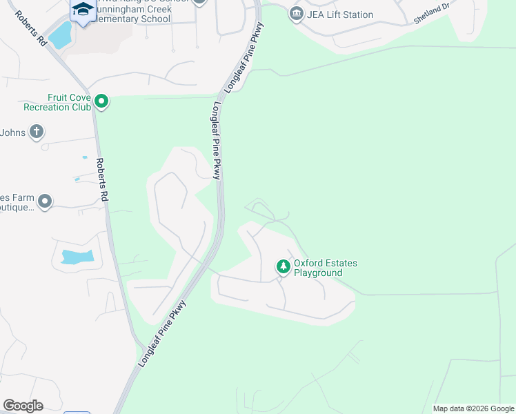 map of restaurants, bars, coffee shops, grocery stores, and more near Longleaf Pine Pkwy in St Johns