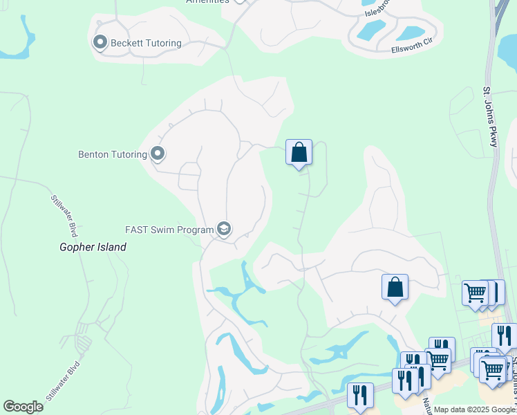 map of restaurants, bars, coffee shops, grocery stores, and more near 4572 East Seneca Drive in Jacksonville