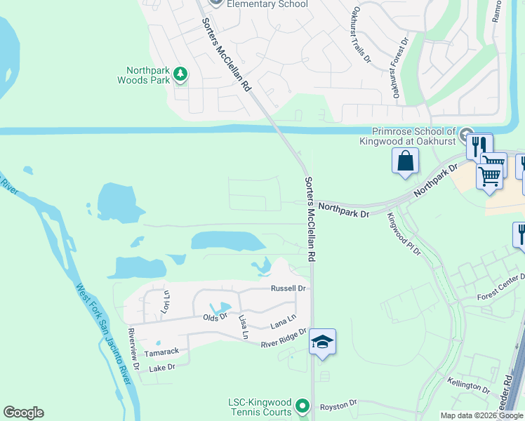 map of restaurants, bars, coffee shops, grocery stores, and more near 26300-26340 Sorters McClellan Road in Porter