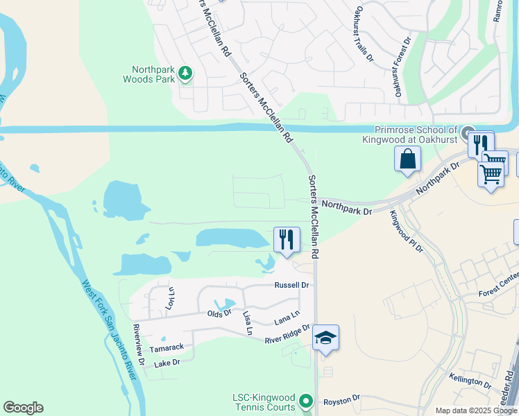 map of restaurants, bars, coffee shops, grocery stores, and more near 26300-26340 Sorters McClellan Road in Porter