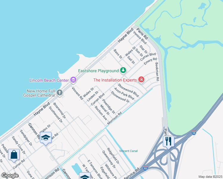 map of restaurants, bars, coffee shops, grocery stores, and more near 7691 Stonewood Street in New Orleans