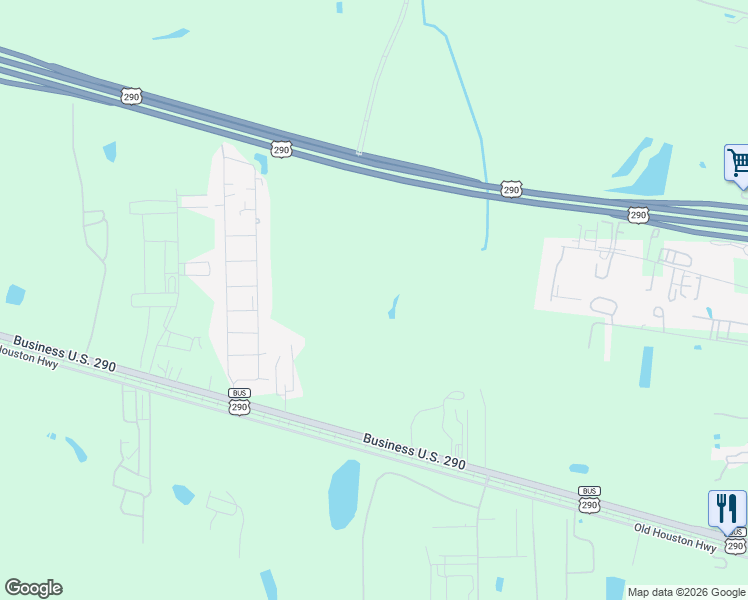 map of restaurants, bars, coffee shops, grocery stores, and more near 42146 Business U.S. 290 in Waller