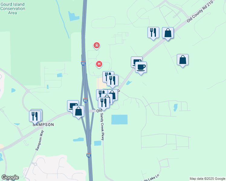 map of restaurants, bars, coffee shops, grocery stores, and more near 45 Fountains Avenue North in Sawgrass