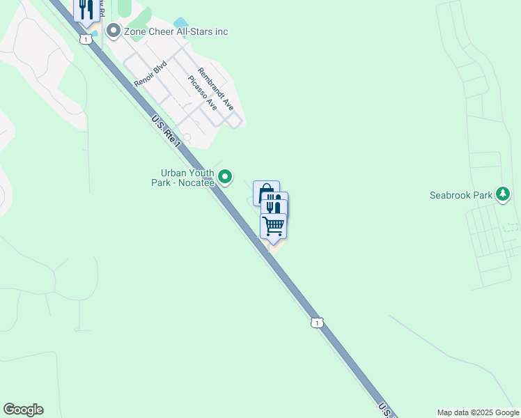 map of restaurants, bars, coffee shops, grocery stores, and more near 9920 Old Dixie Highway in Ponte Vedra Beach