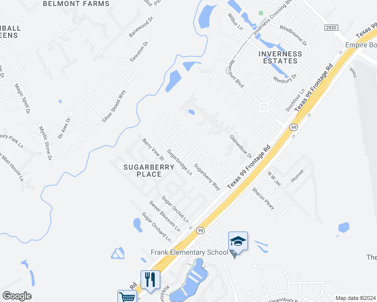 map of restaurants, bars, coffee shops, grocery stores, and more near 9850 Boudreaux Road in Tomball
