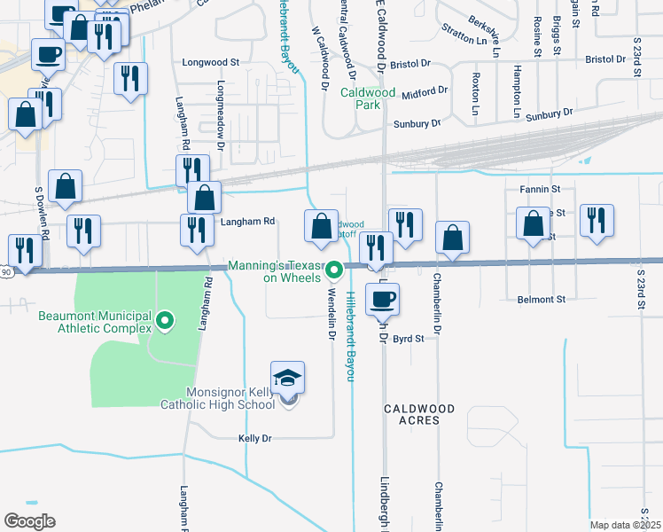 map of restaurants, bars, coffee shops, grocery stores, and more near in Beaumont