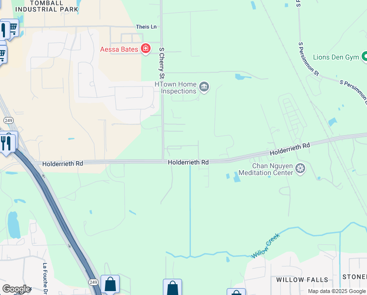 map of restaurants, bars, coffee shops, grocery stores, and more near 2627 South Cherry Street in Tomball