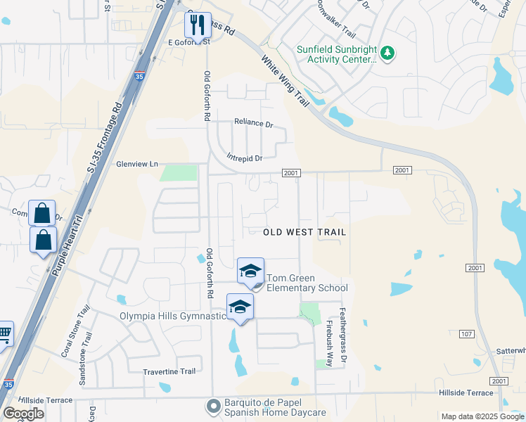 map of restaurants, bars, coffee shops, grocery stores, and more near 896 Farm to Market Road 2001 in Buda