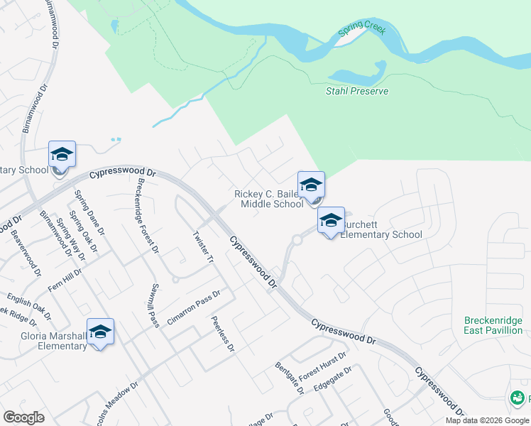 map of restaurants, bars, coffee shops, grocery stores, and more near 25318 Powerline Pass Drive in Spring
