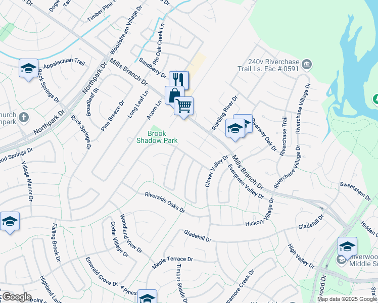 map of restaurants, bars, coffee shops, grocery stores, and more near 2609 River Oak Court in Houston